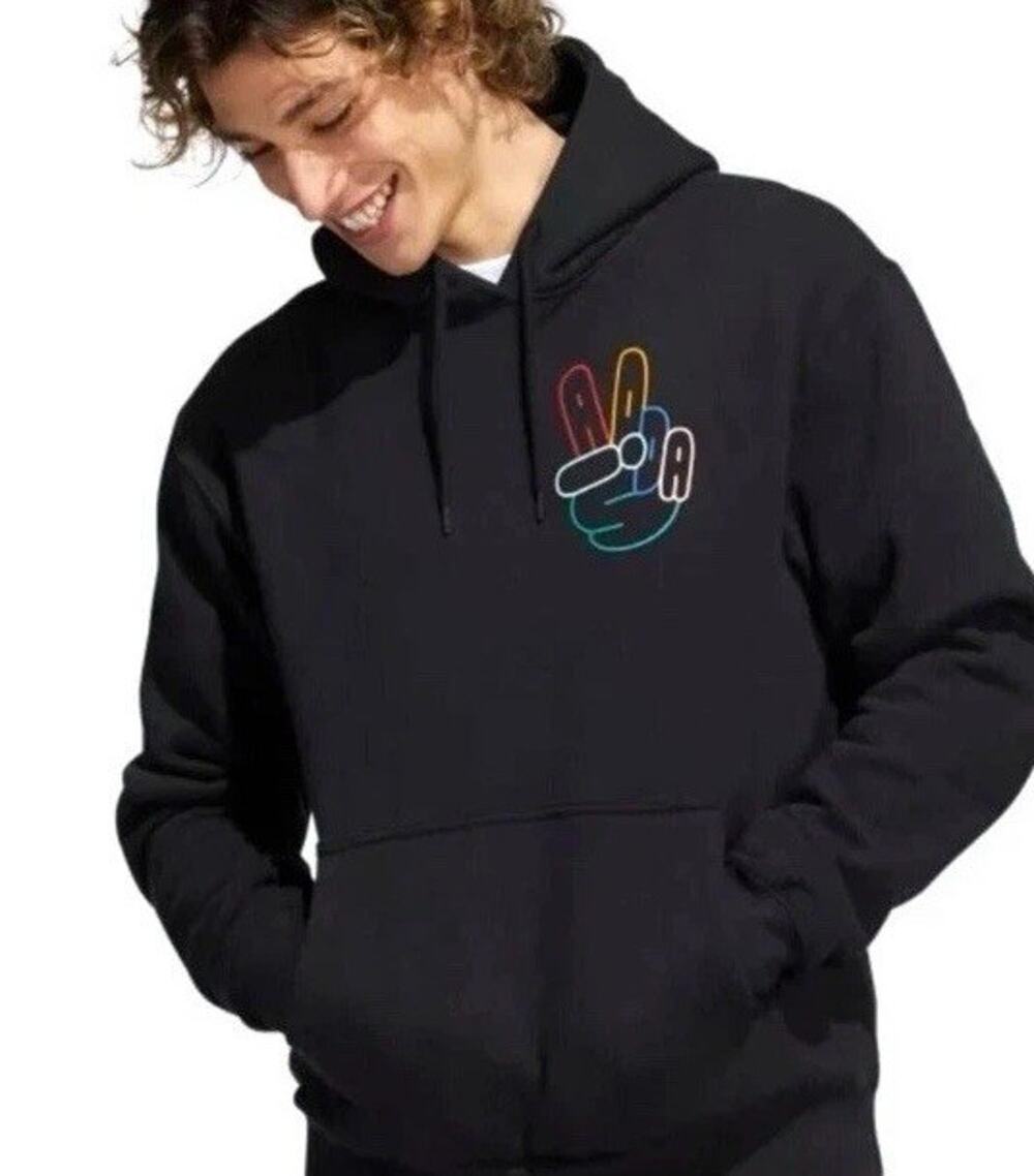 Adidas Originals Peace Sign Hoodie Sweatshirt Men M Black